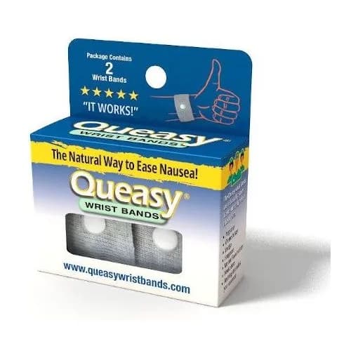 Caja de Queasy Wrist Bands con dos bandas de acupresión para la muñeca